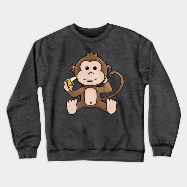 Cheeky Monkey Having a Banana Crewneck Sweatshirt by Slightly Unhinged